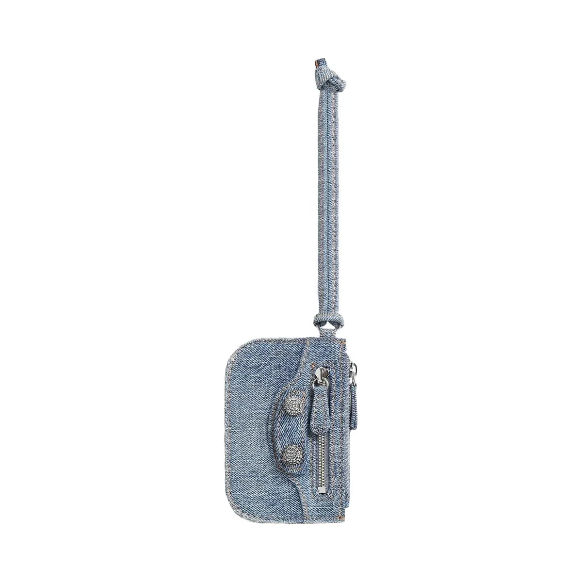 Balenciaga Le Cagole Coin Purse Denim With Rhinestones