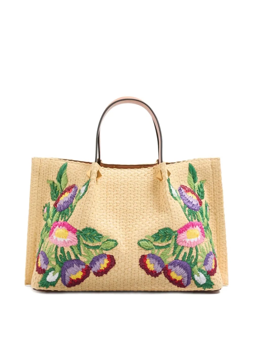 medium floral-embroidered tote bag