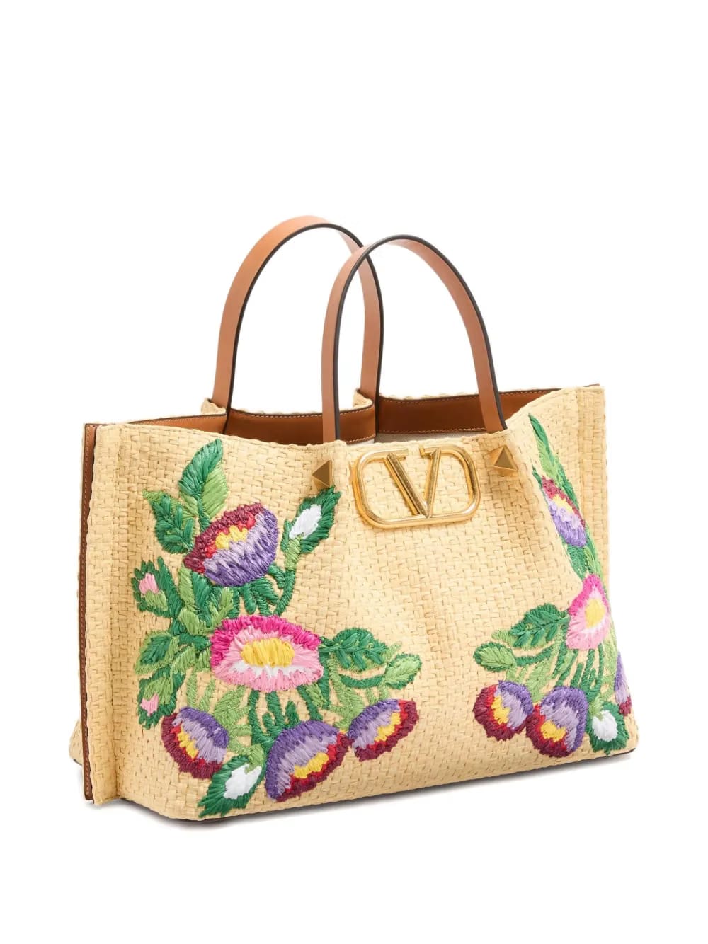 medium floral-embroidered tote bag