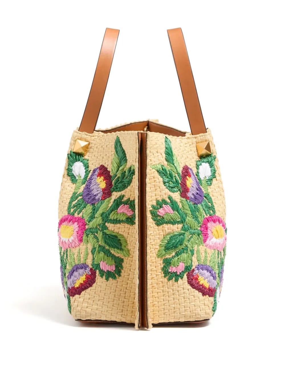 medium floral-embroidered tote bag