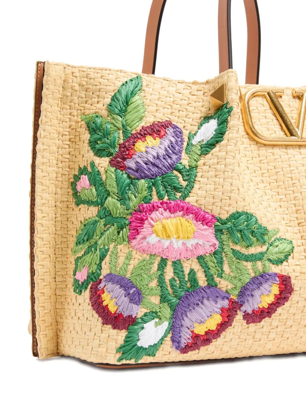 medium floral-embroidered tote bag