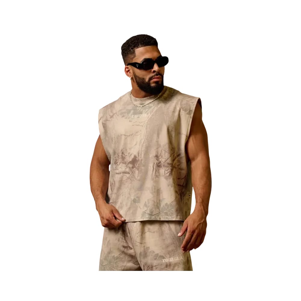 YoungLA Tree Camo Collection Cut Offs Desert Tan Tree Camo