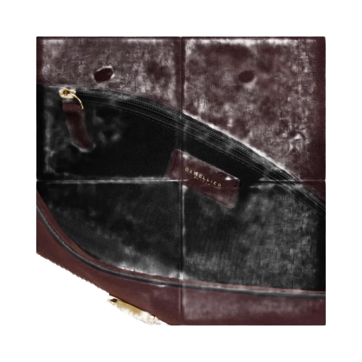 DeMellier The Vancouver Clutch burgundy suede & burgundy smooth