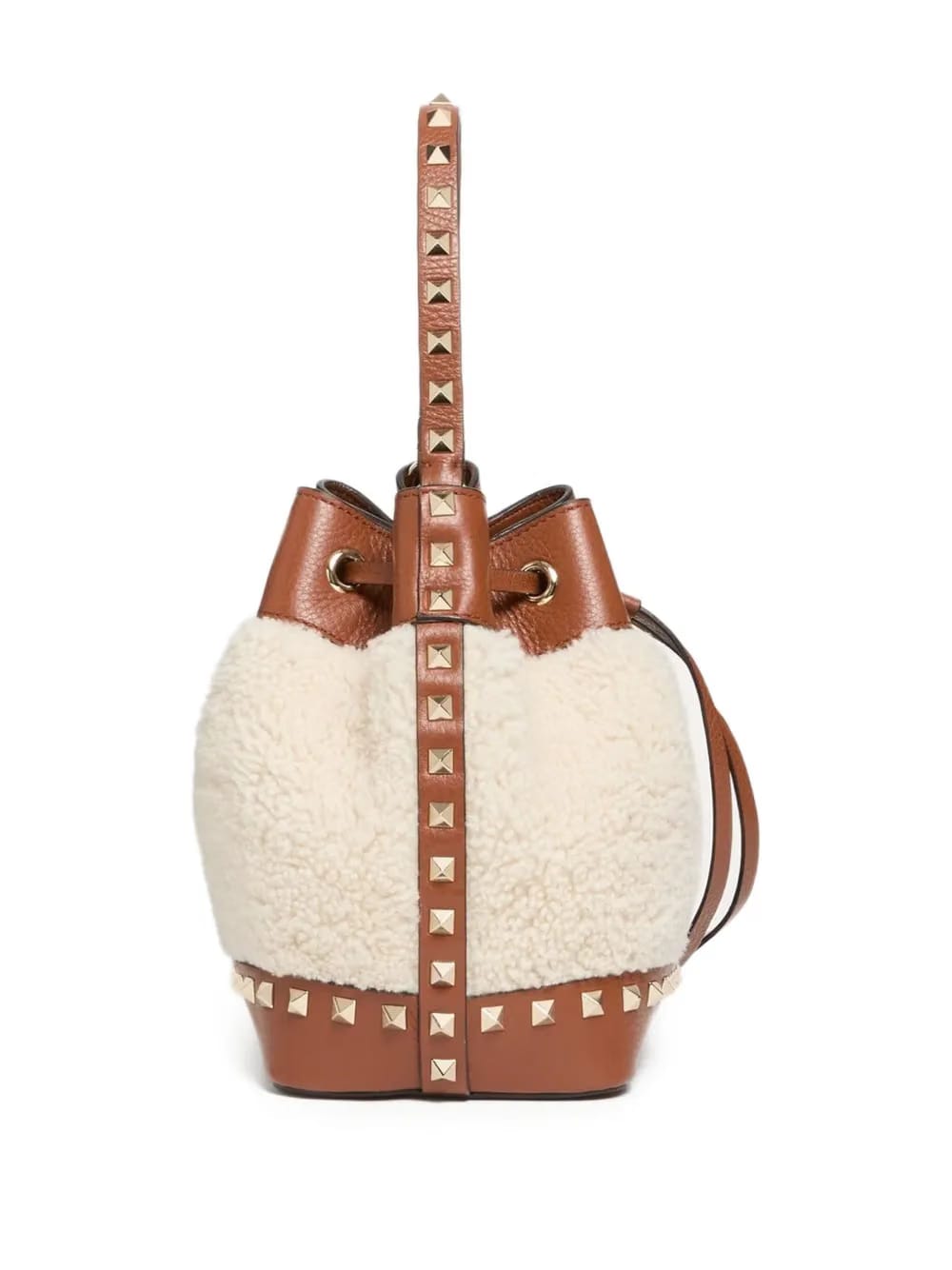 Rockstud shearling bucket bag