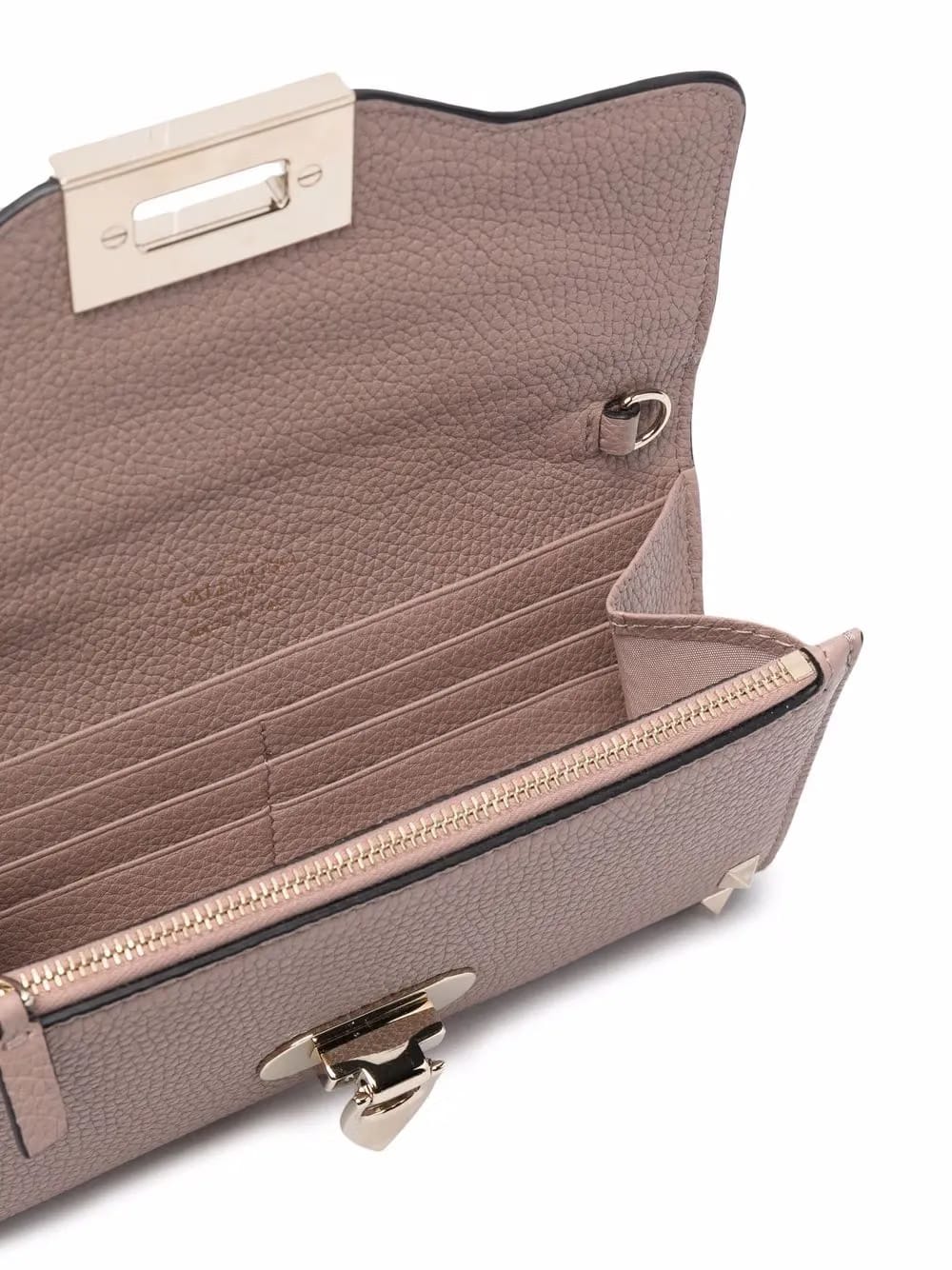 Rockstud leather wallet-on-chain