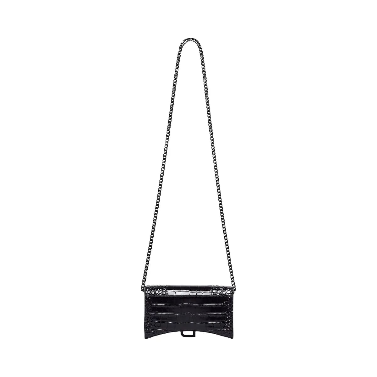 Balenciaga Hourglass Wallet With Chain Crocodile Embossed With Rhinestones