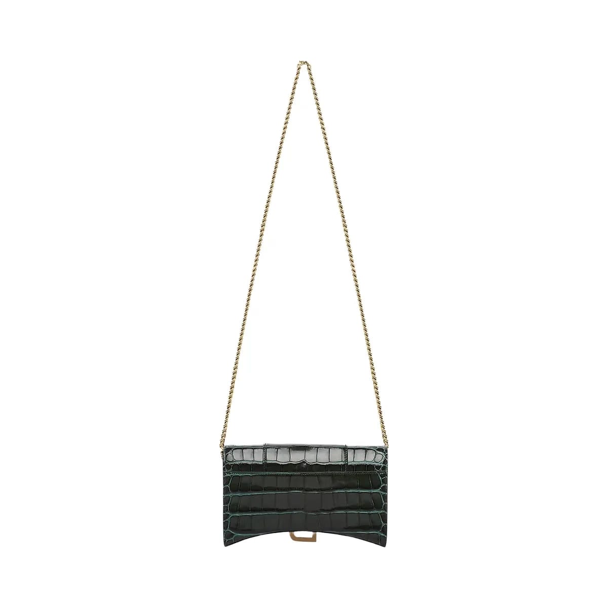 Balenciaga Hourglass Wallet with Chain Crocodile Embossed
