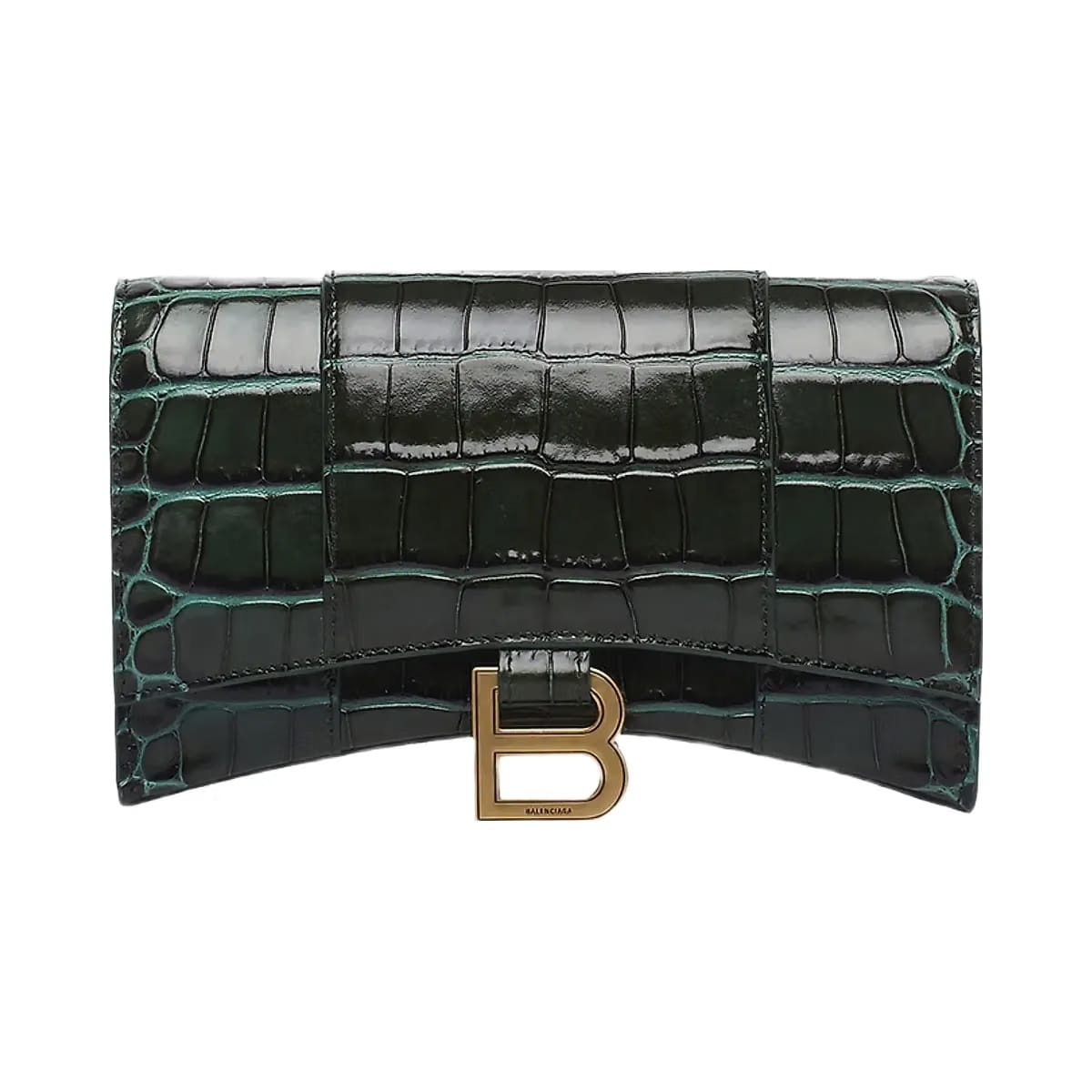 Balenciaga Hourglass Wallet with Chain Crocodile Embossed