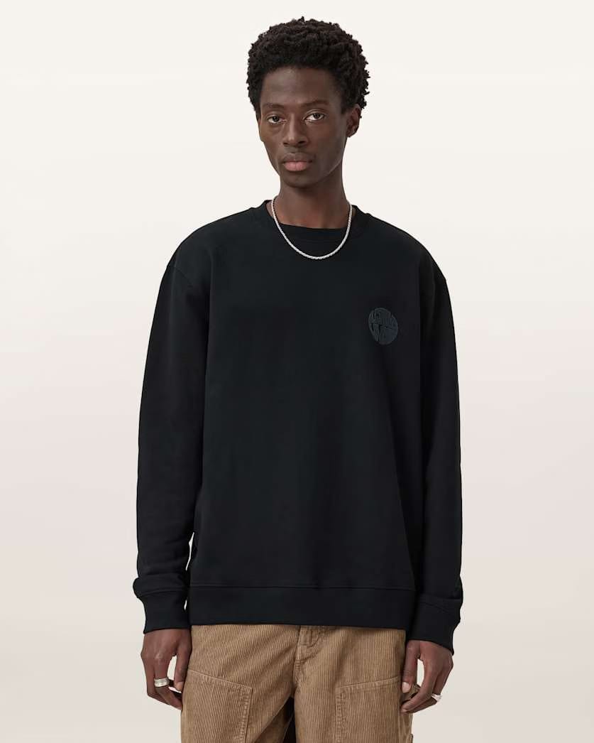 AllSaints Waved Relaxed Fit Sweatshirt Jet Black