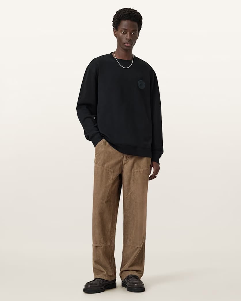 AllSaints Waved Relaxed Fit Sweatshirt Jet Black