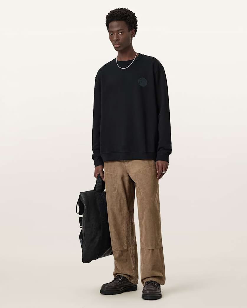 AllSaints Waved Relaxed Fit Sweatshirt Jet Black