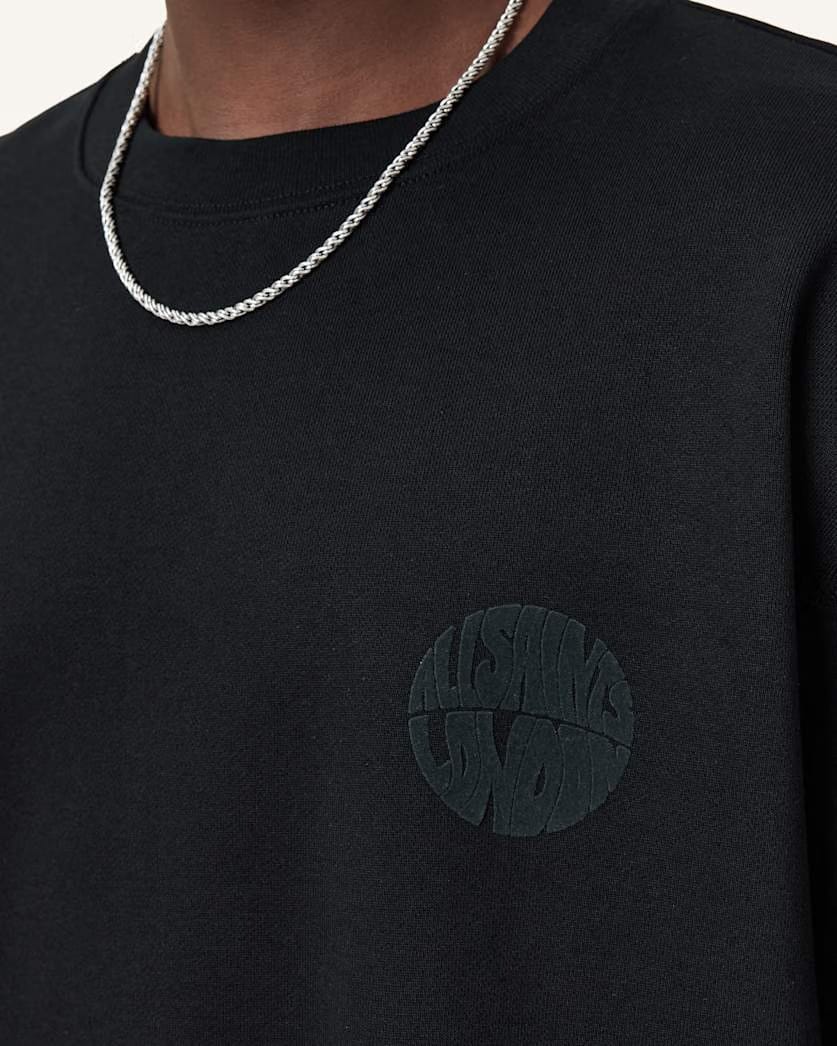 AllSaints Waved Relaxed Fit Sweatshirt Jet Black