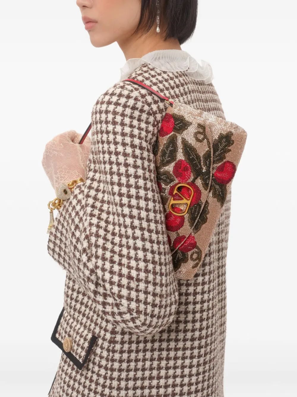 embroidered beaded shoulder bag