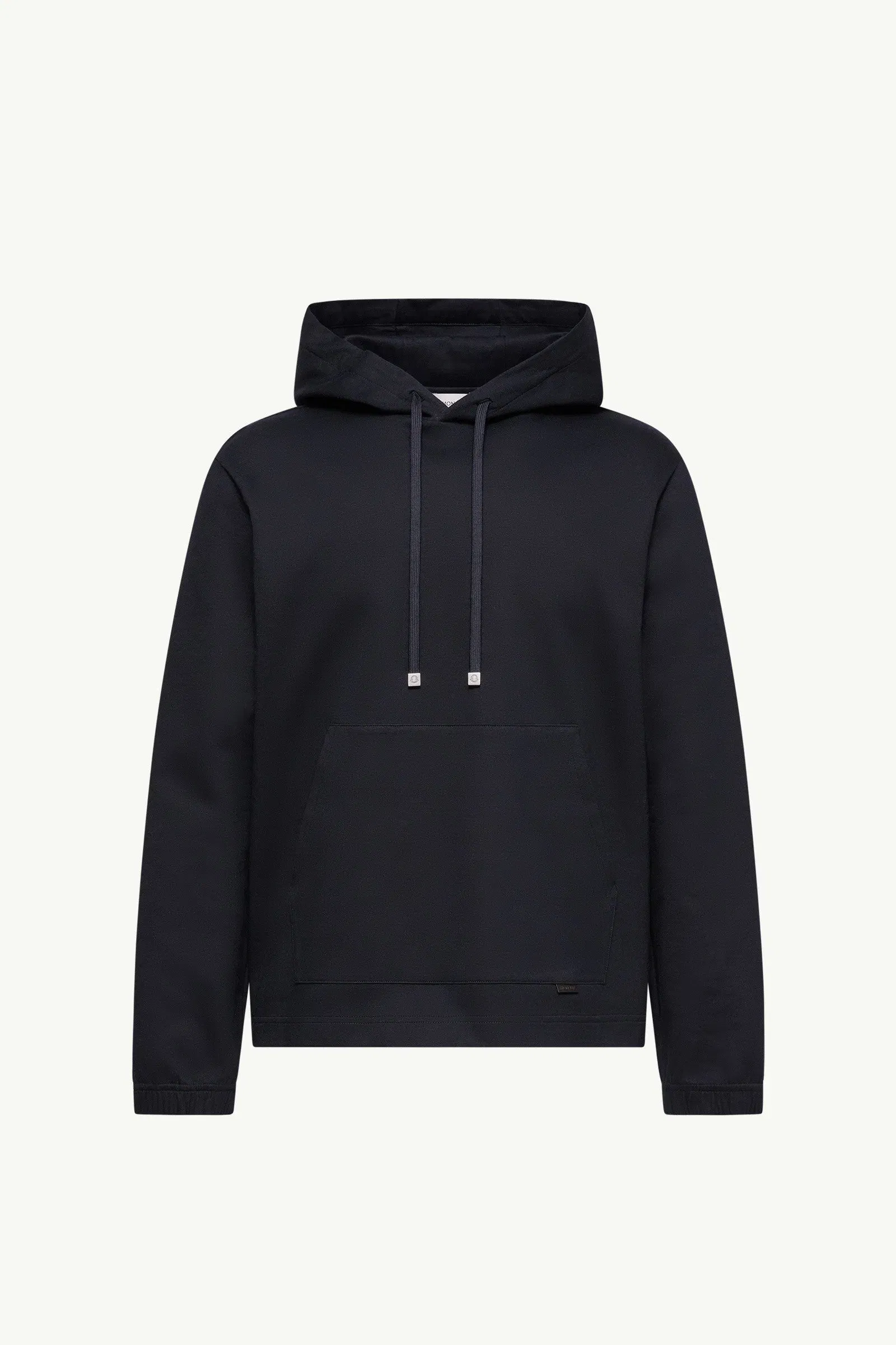 Moncler Leather Logo Cotton Blend Hoodie Dark Blue Dark Blue