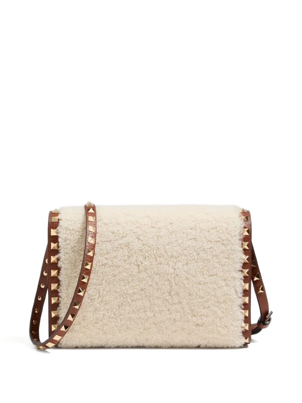 small Rockstud shearling shoulder bag
