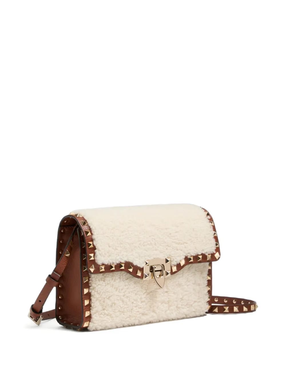 small Rockstud shearling shoulder bag
