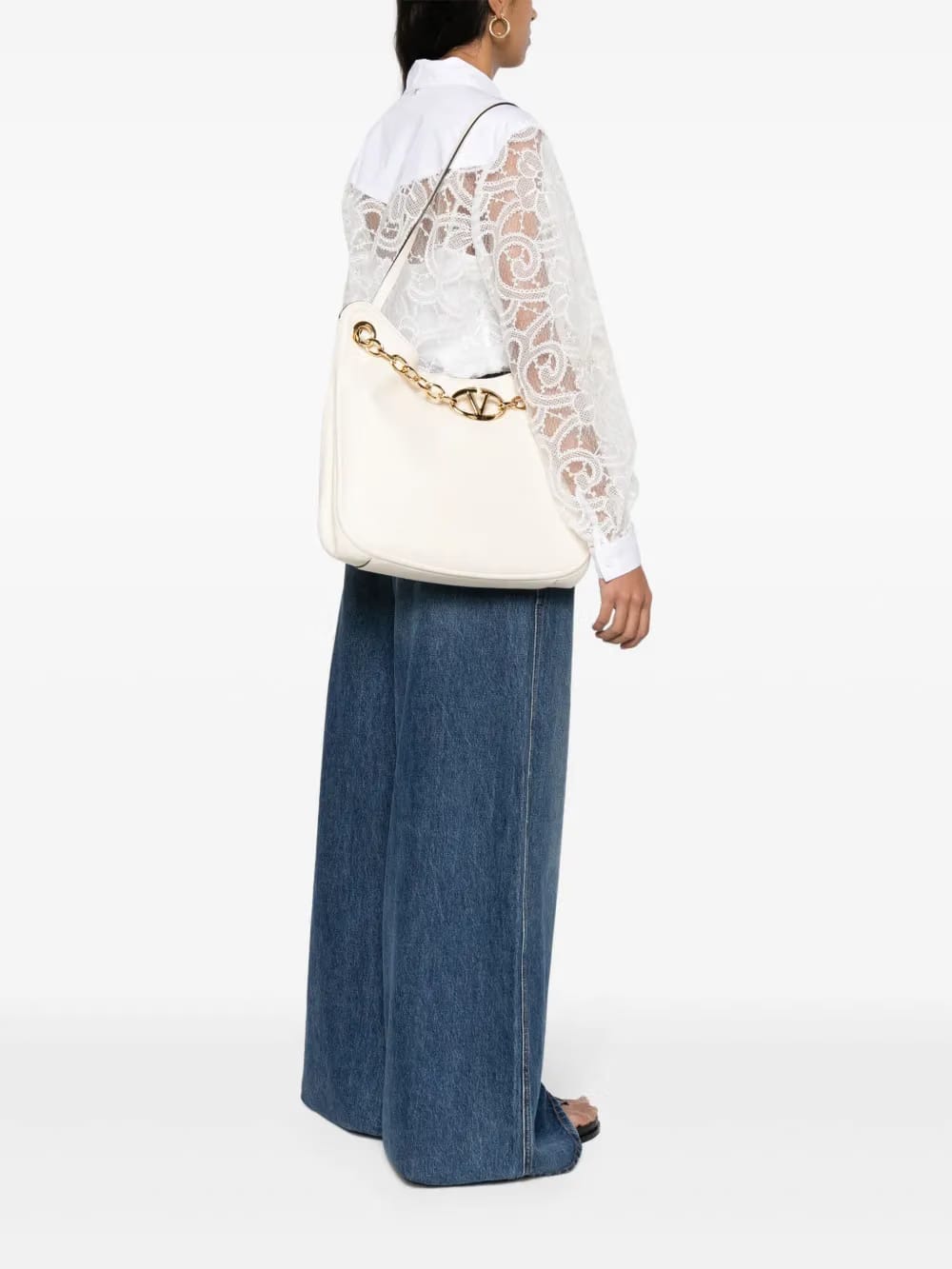 VLogo Moon leather tote bag