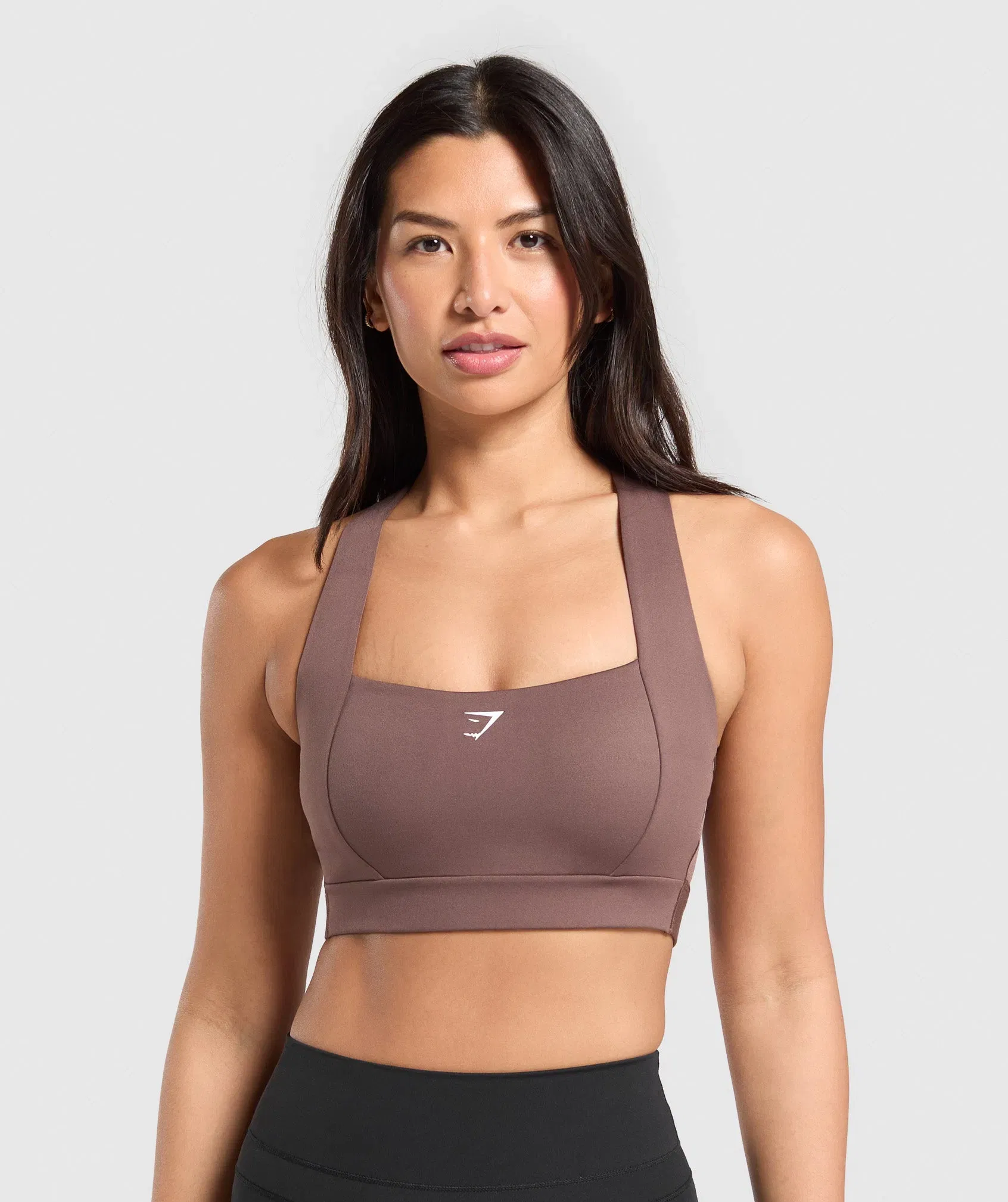 Women's Gymshark Square Neck Sports Bra Soft Brown