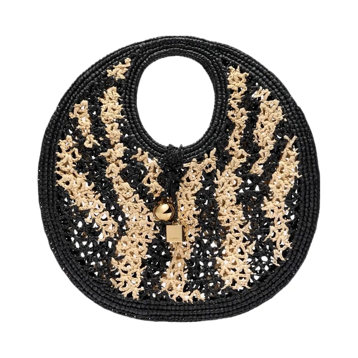 Jacquemus The Spiaggia Small Round Bag Small Raffia Circle Bag Ivory/Black