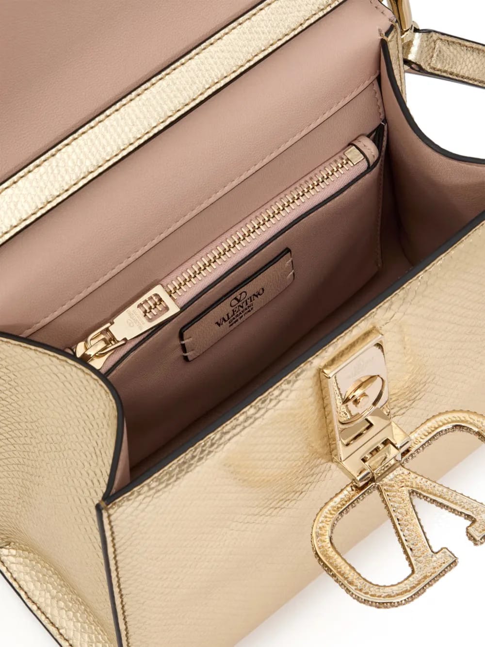 small VSling metallic tote bag