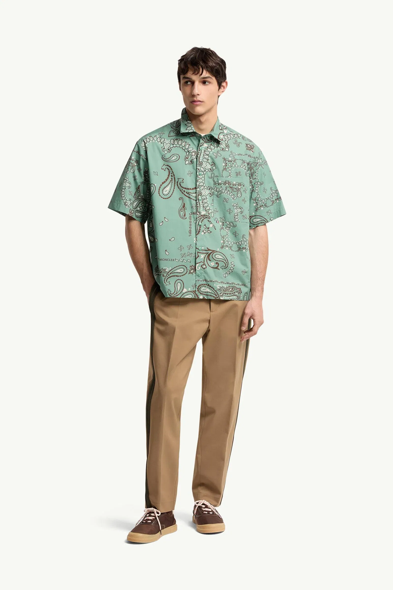 Moncler Paisley Cotton Short Sleeve Shirt Aqua Green Aqua Green