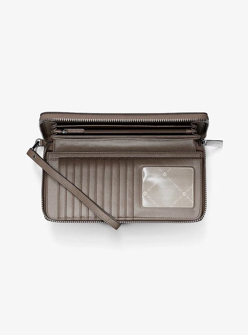 Michael Kors Large Pebbled Leather Continental Wallet Mushroom