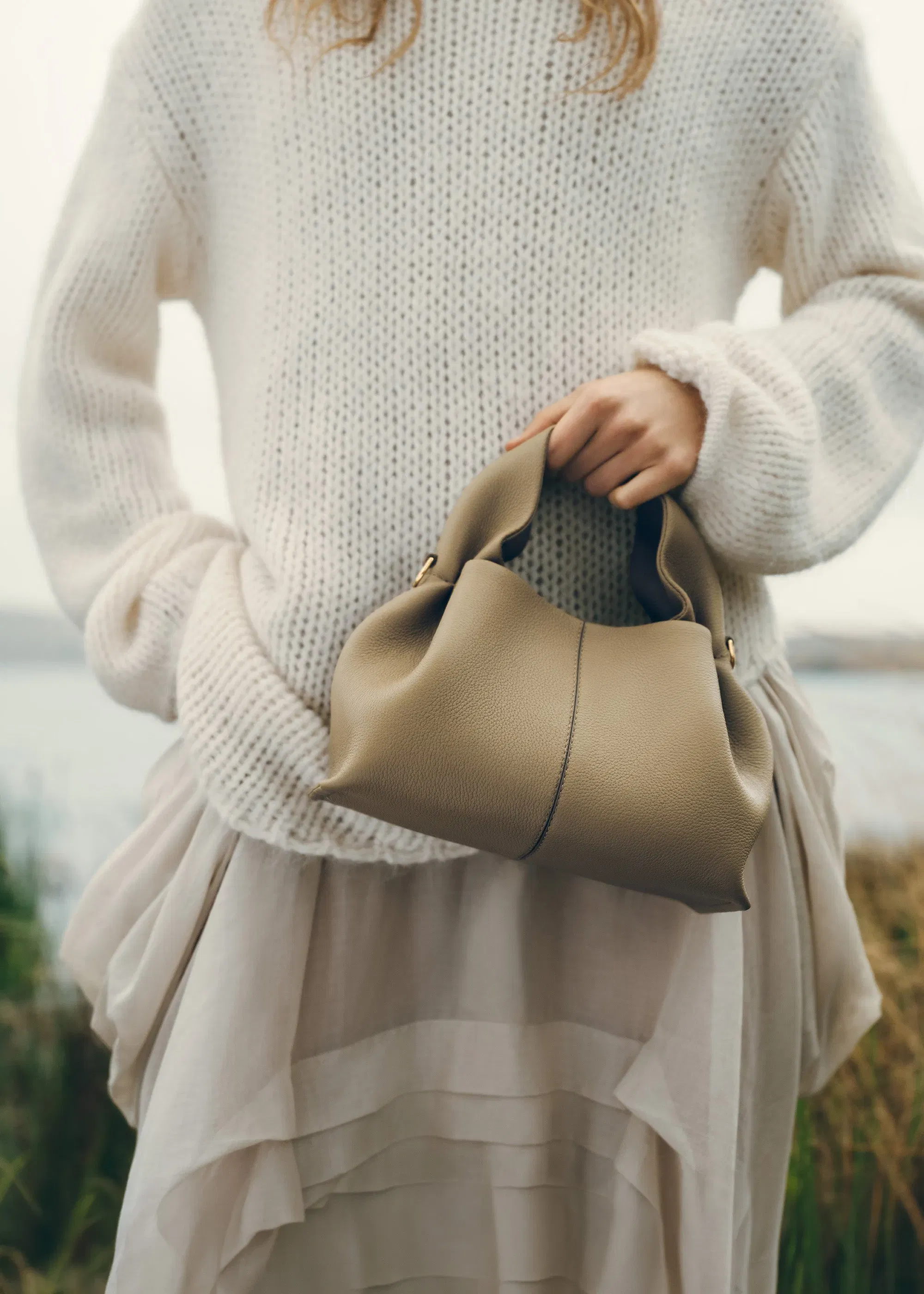 Polene Numero Neuf Mini Textured Smoky Olive