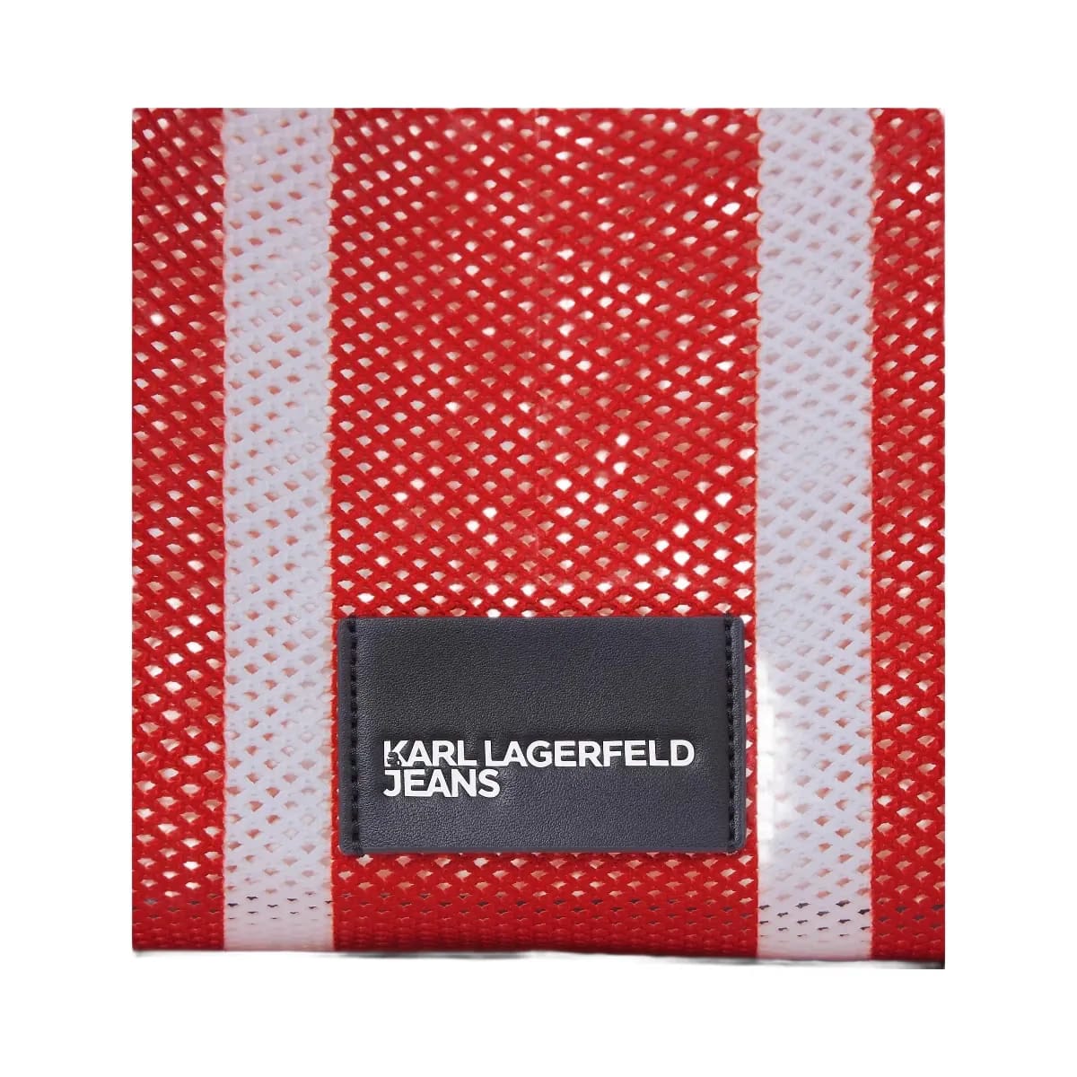 Karl Lagerfeld Striped Mesh Tote Bag Vertical Grenadine White Stripes