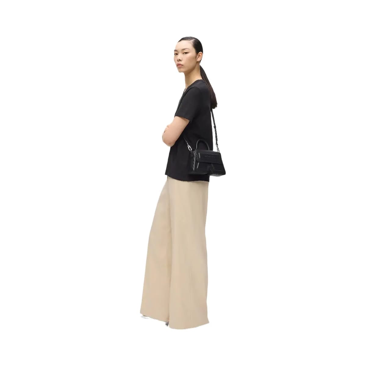 Karl Lagerfeld Ikon K Leather Top Handle Bag Black Nickel
