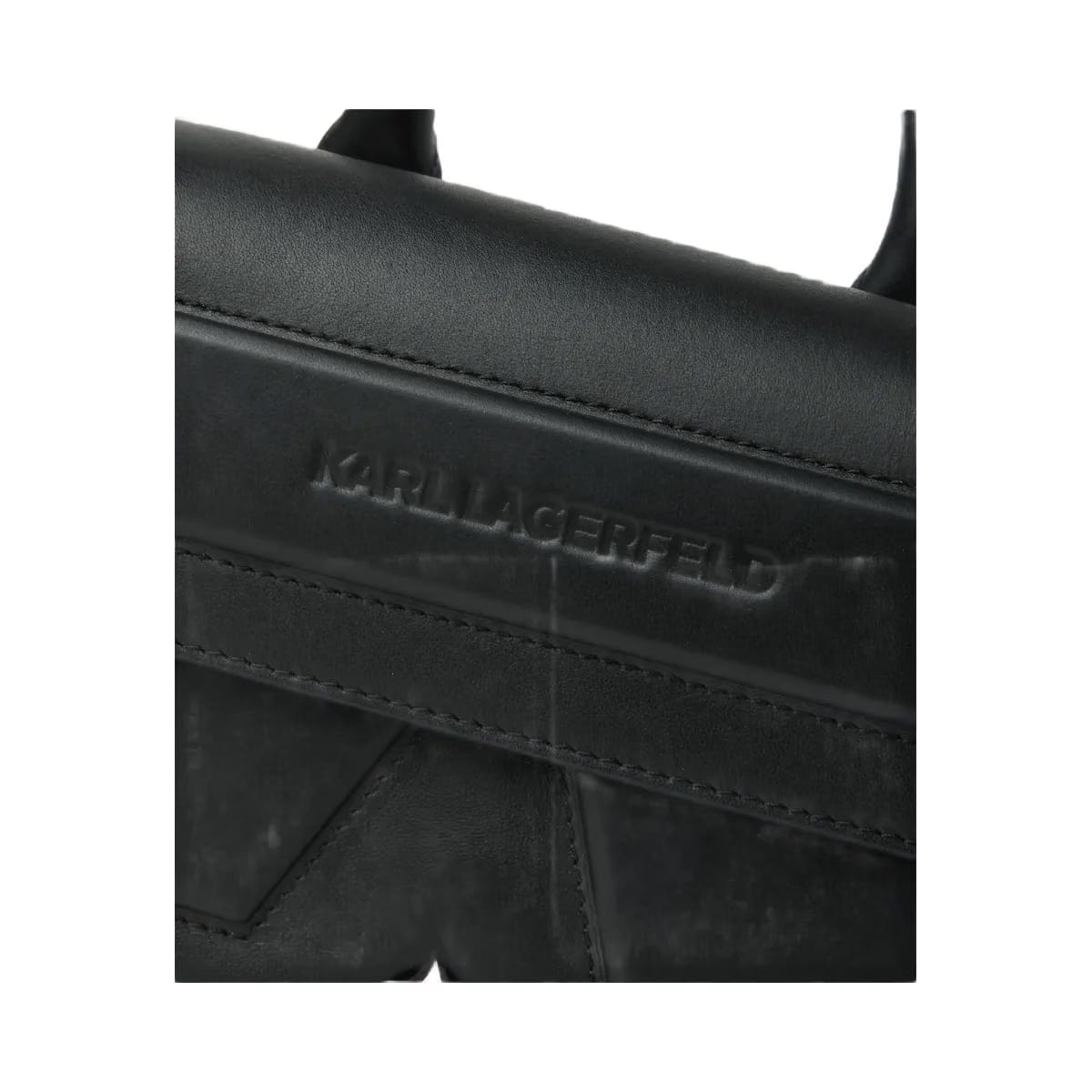 Karl Lagerfeld Ikon K Leather Top Handle Bag Black Nickel