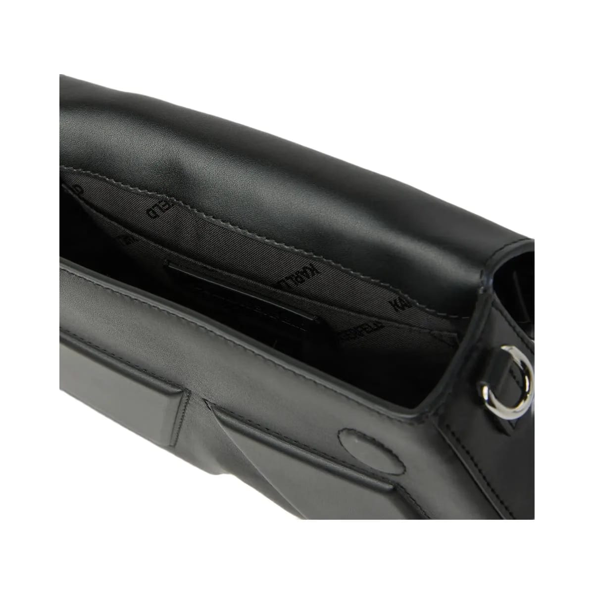 Karl Lagerfeld Ikon K Leather Top Handle Bag Black Nickel