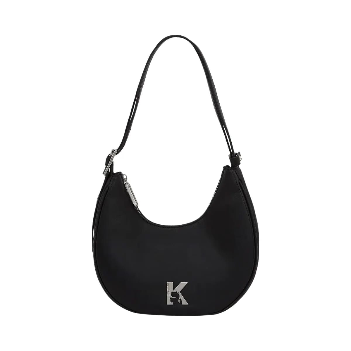 Karl Lagerfeld Twin Strap Moon Bag Black