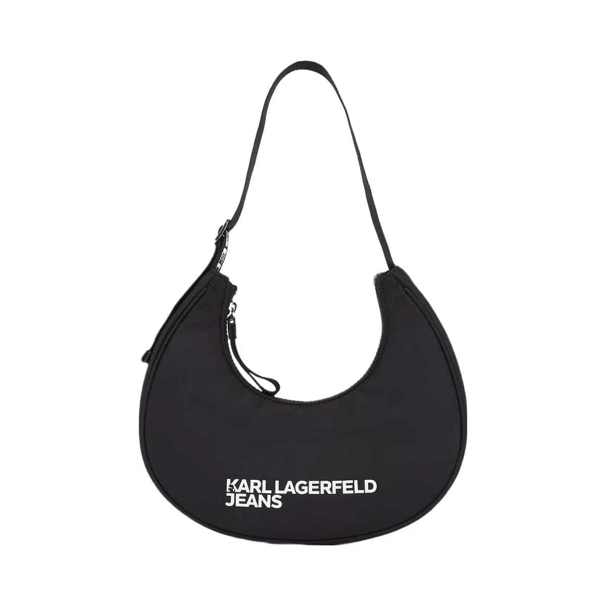 Karl Lagerfeld Logo Nylon Moon Shoulder Bag Black
