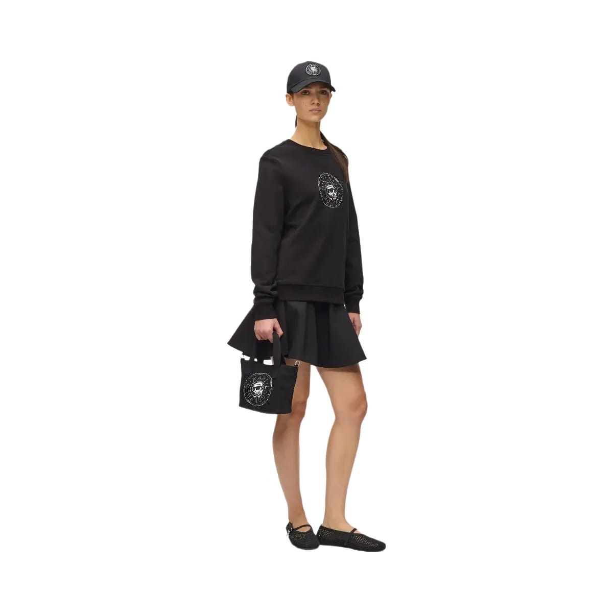 Karl Lagerfeld Ikon Circle Rhinestones Shopper Black