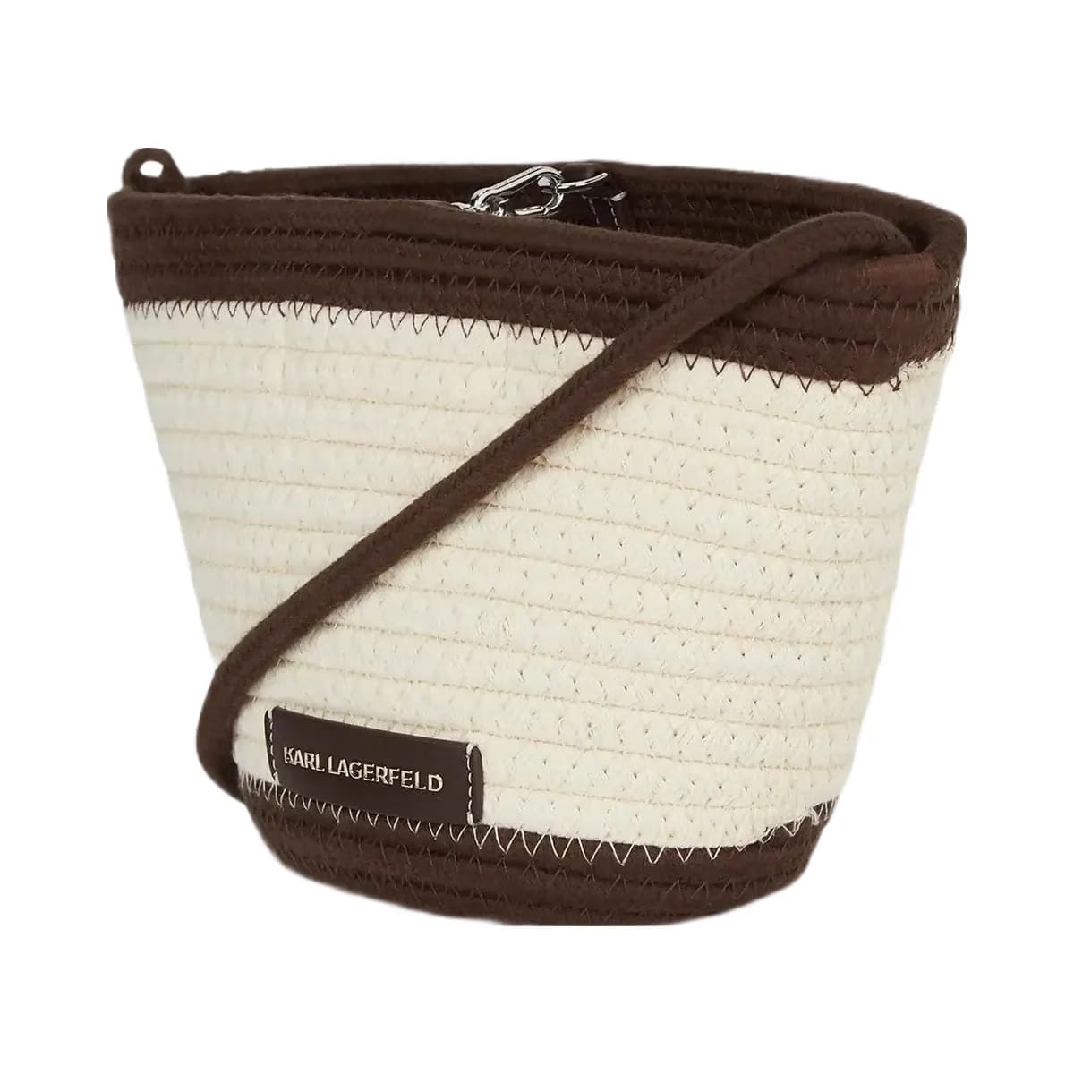 Karl Lagerfeld Autograph Rope Small Beach Bag Black Coffee