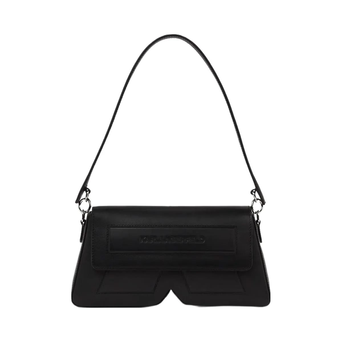 Karl Lagerfeld Ikon K Leather Shoulder Bag Black Nickel