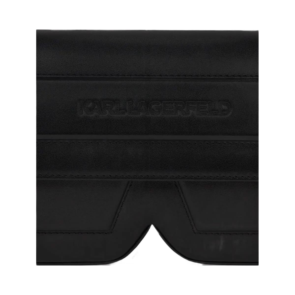 Karl Lagerfeld Ikon K Leather Shoulder Bag Black Nickel