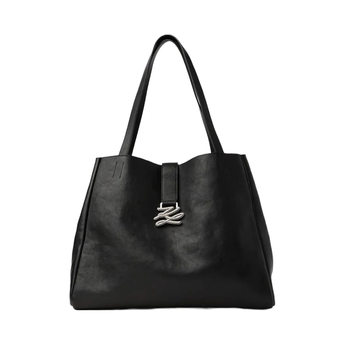 Karl Lagerfeld Autograph Swing Large Tote Bag Black Gunmetal