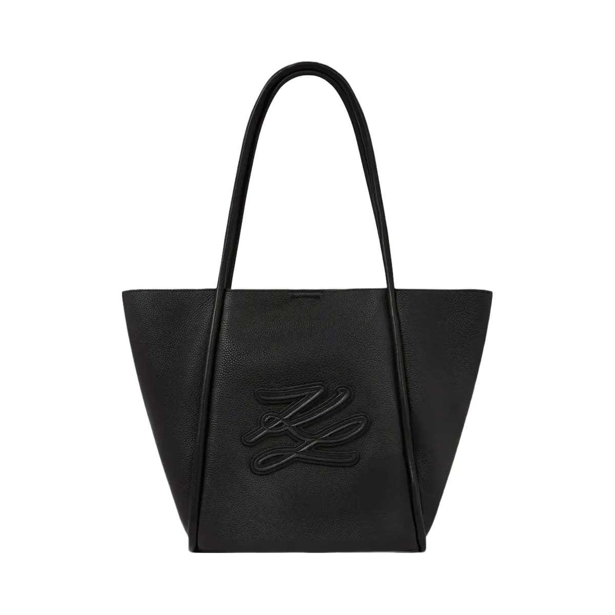 Karl Lagerfeld Autograph Patch Medium Tote Bag Black Nickel