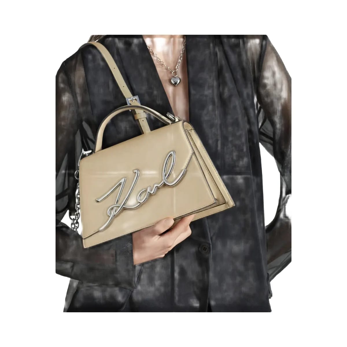 Karl Lagerfeld Signature Medium Crossbody Bag Safari