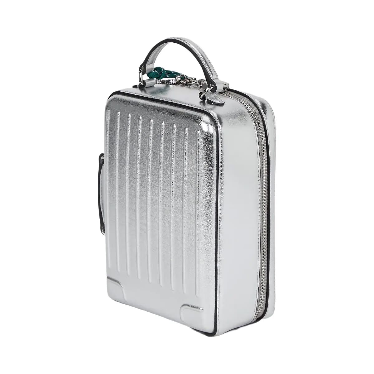 Karl Lagerfeld Ikon Suitcase Crossbody Bag Silver