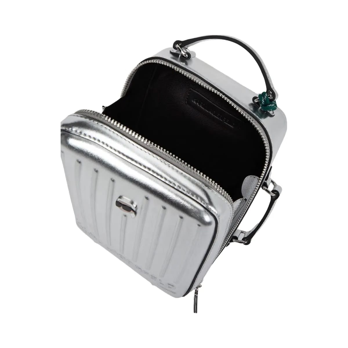 Karl Lagerfeld Ikon Suitcase Crossbody Bag Silver
