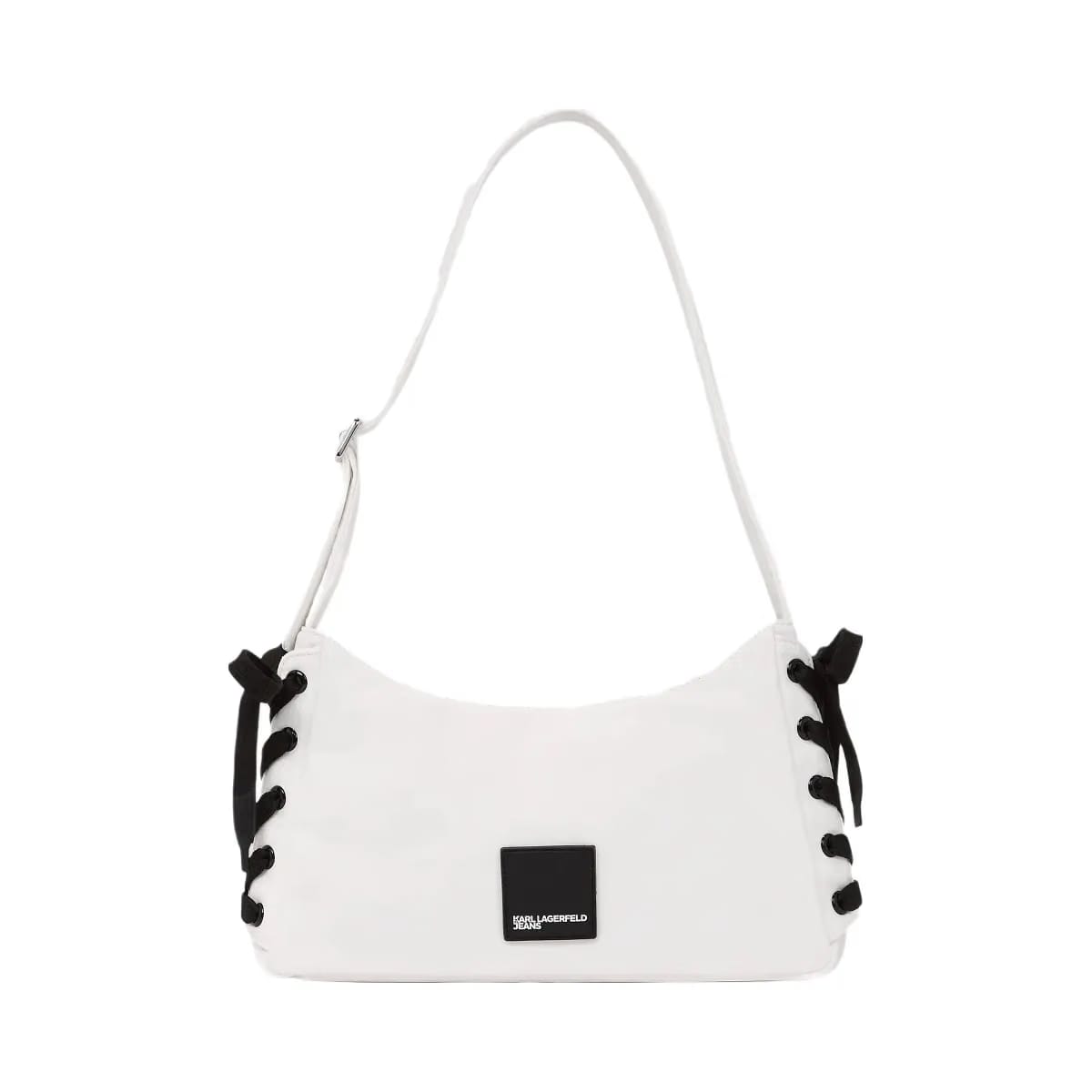 Karl Lagerfeld Nylon Lace-Up Shoulder Bag White