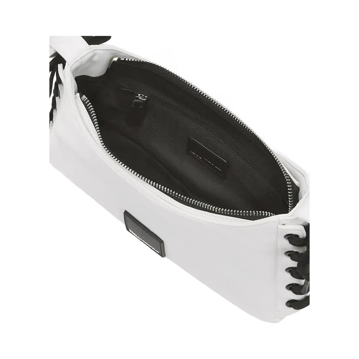 Karl Lagerfeld Nylon Lace-Up Shoulder Bag White