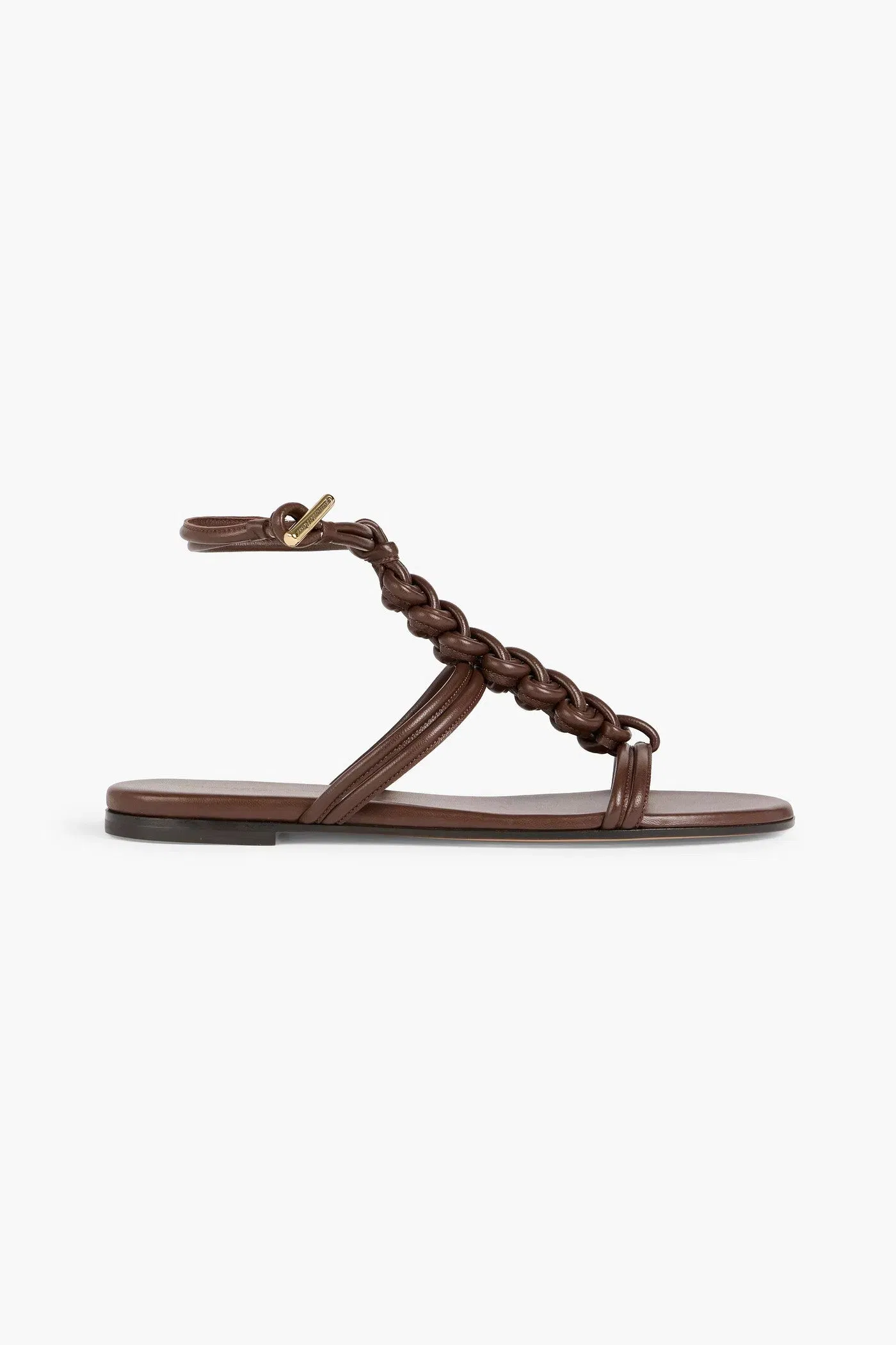 Gianvito Rossi Capua Braided Leather Sandals Dark Brown Women's