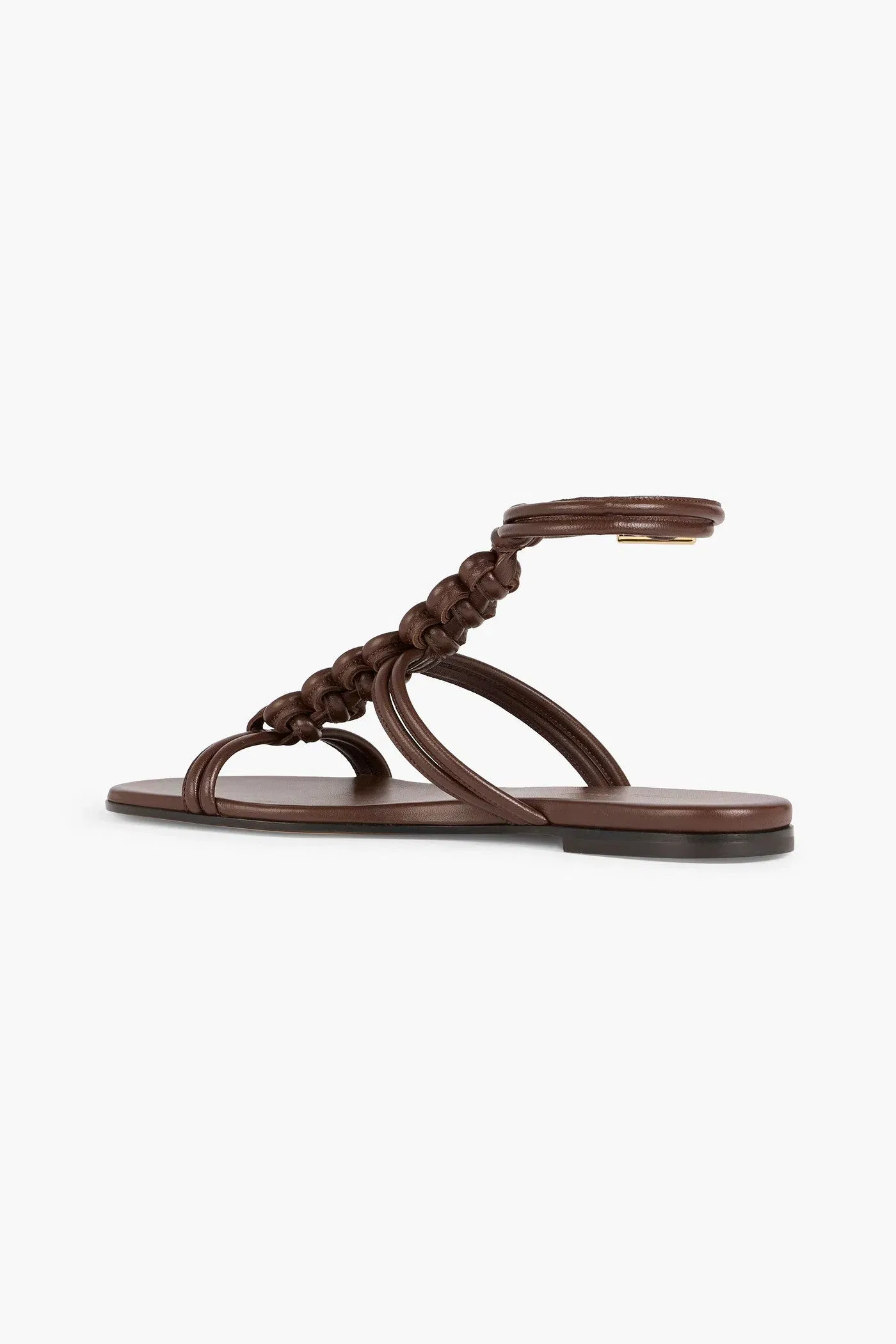 Gianvito Rossi Capua Braided Leather Sandals Dark Brown Women's