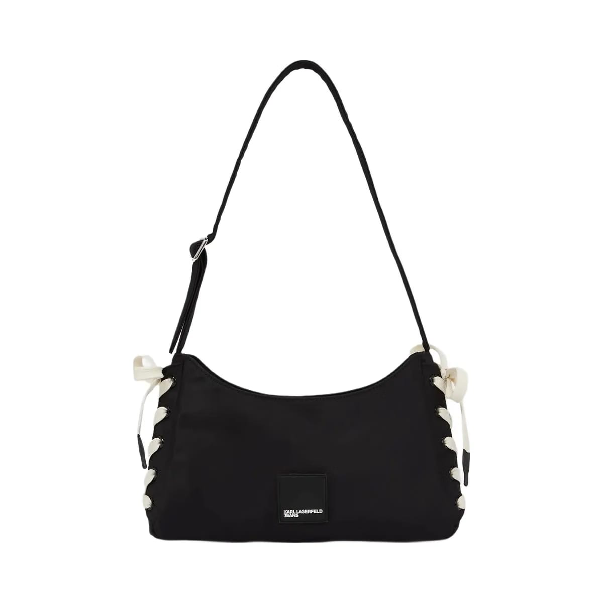 Karl Lagerfeld Nylon Lace-Up Shoulder Bag Black