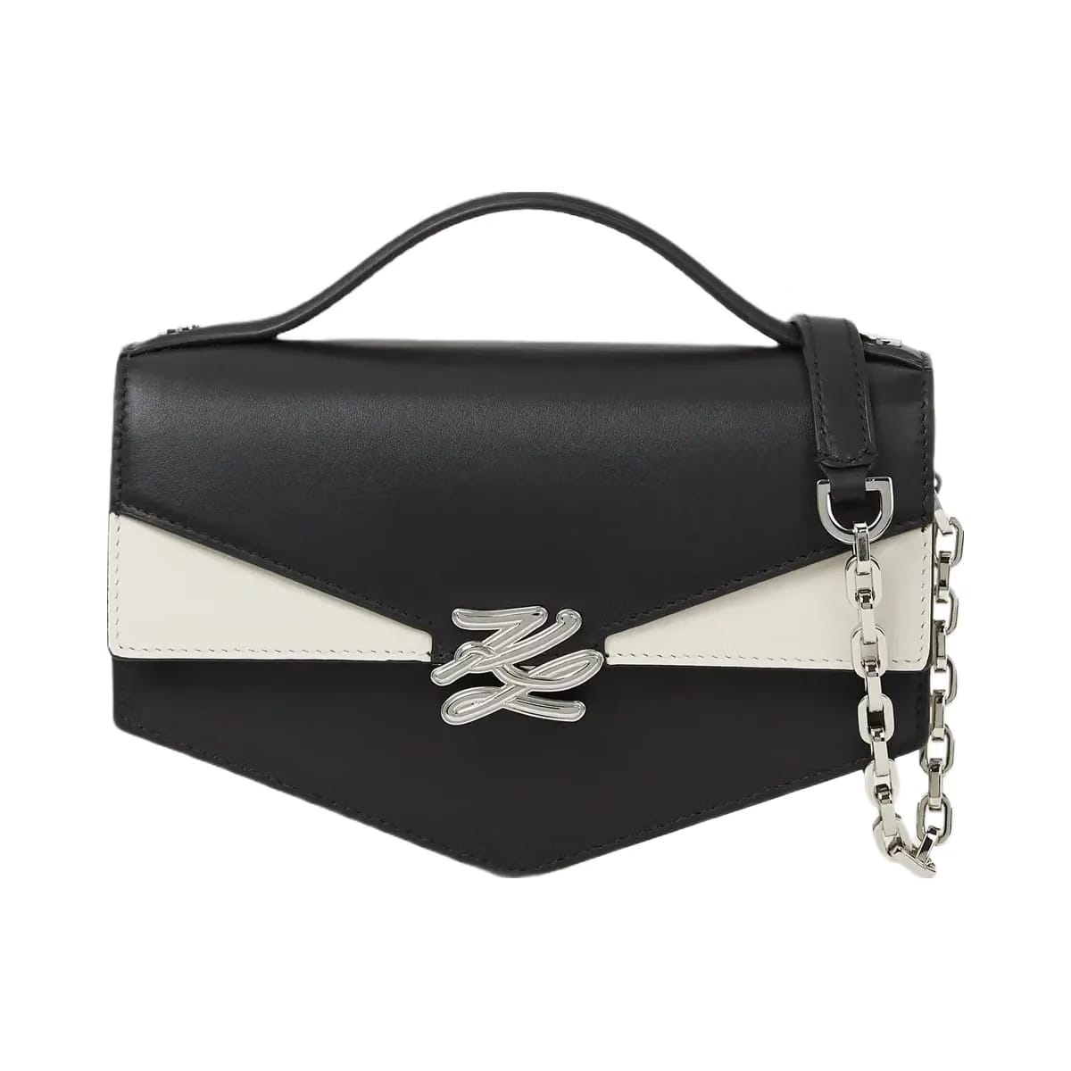 Karl Lagerfeld Kl Studio Autograph Monochrome Crossbody Bag Black White