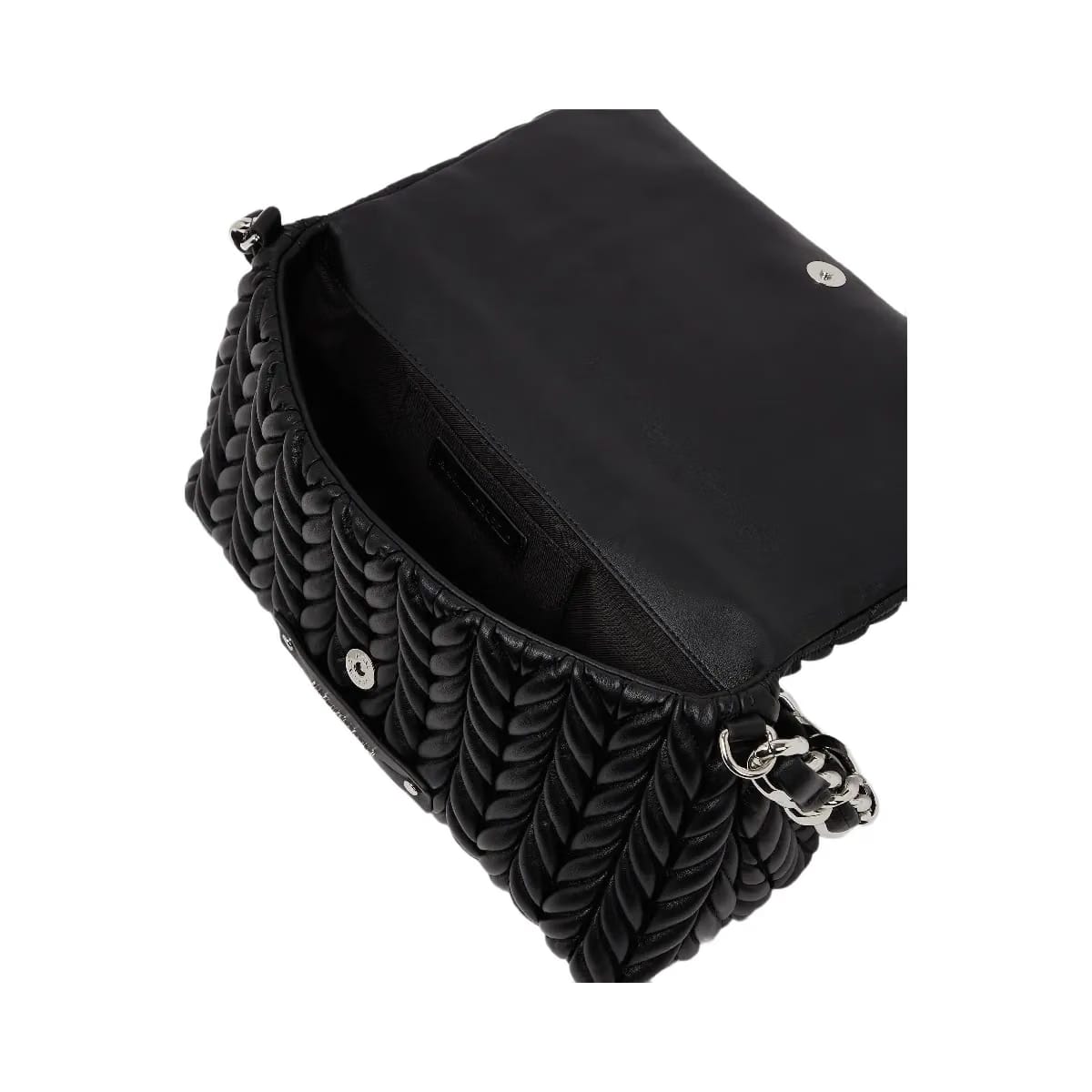 Karl Lagerfeld Weave Flap Shoulder Bag Black Nickel