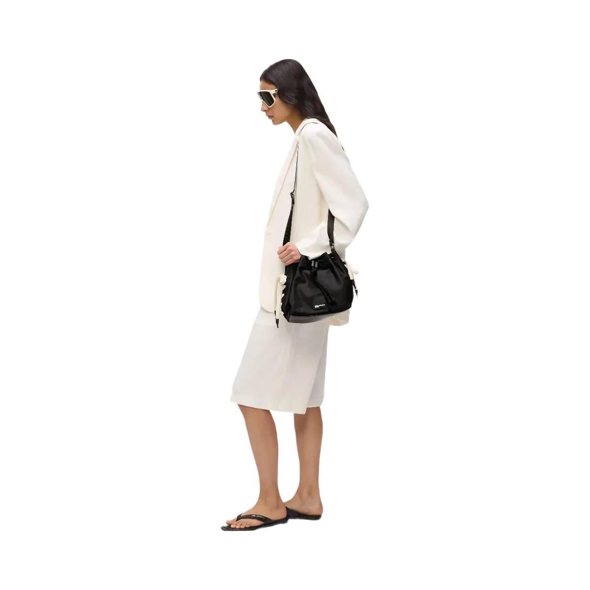 Karl Lagerfeld Nylon Lace-Up Bucket Bag Black